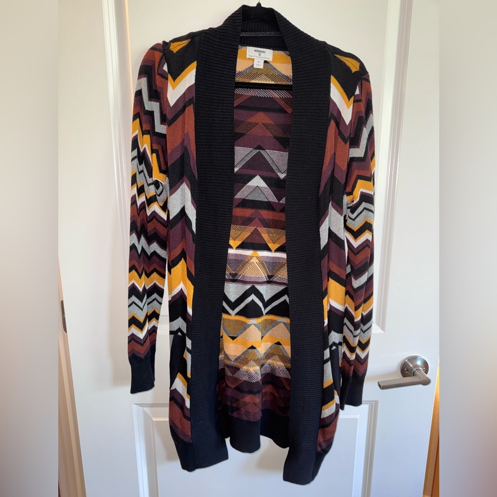 Missoni for Target Chevron Open-Front Cardigan - Black, Mustard & Maroon